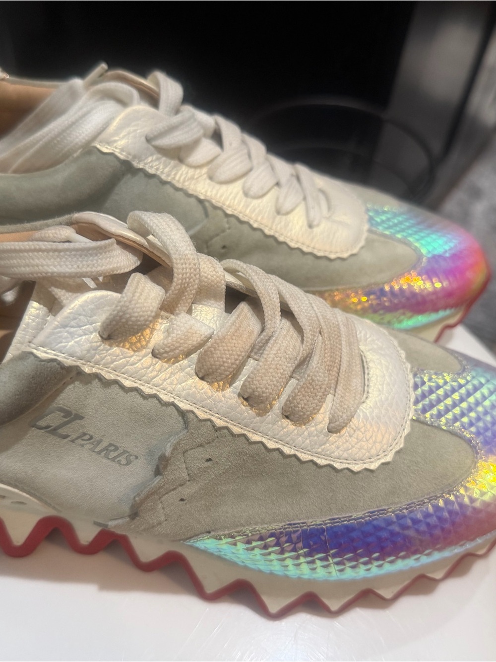 Christian Louboutin Cream and Beige Low-Top Sneaker